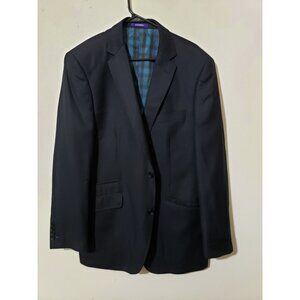 Statement navy, plaid lining, 100% wool blazer,  sport coat,  jacket, size 44L